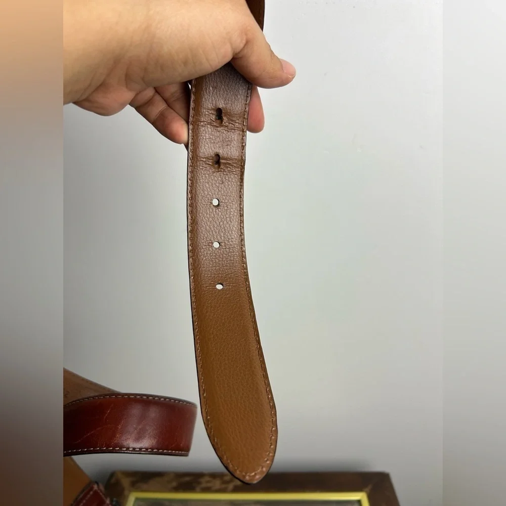 Handcrafted In Italy Men Belt 38/95 Brown Genuine Leather Cowboy Ranch western